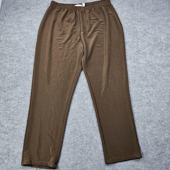Susan Graver Essentials Pants Womens 1X Brown Liquid Knit Pull On Stretch - Picture 1 of 7